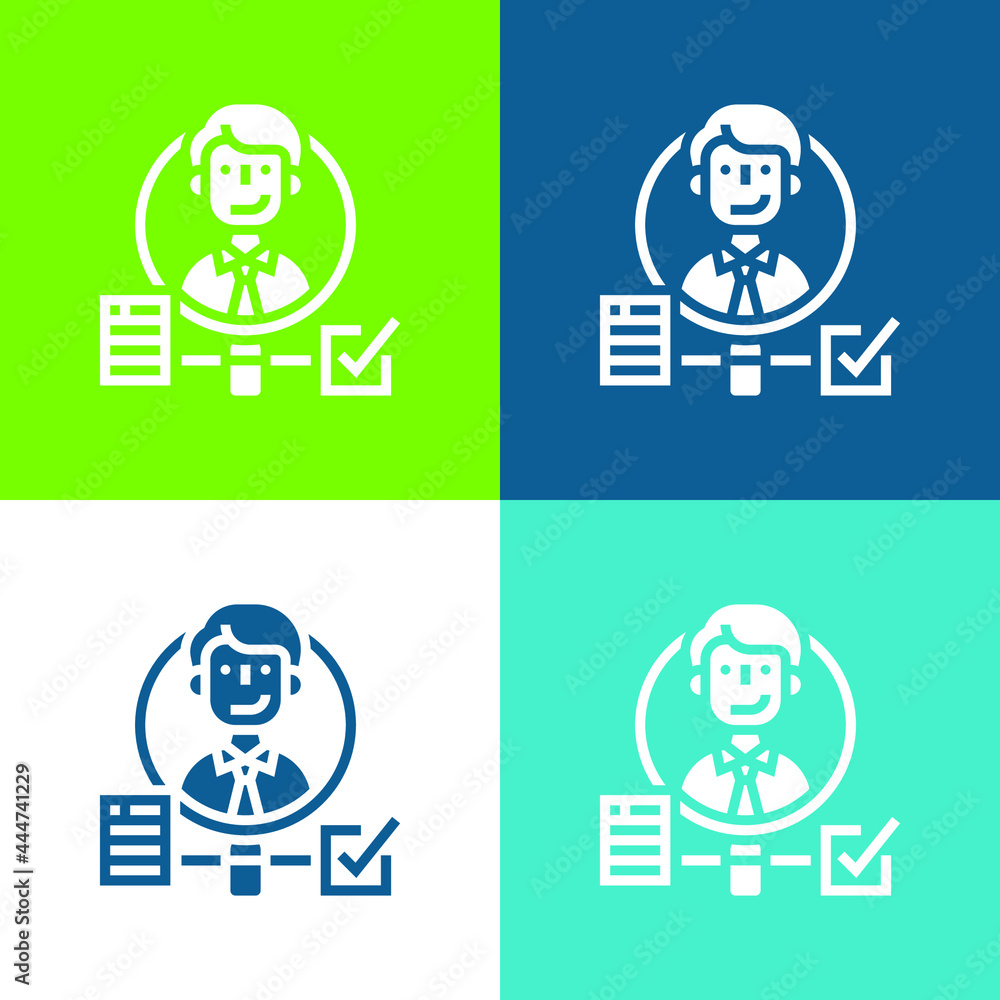 Background Check Flat four color minimal icon set Background Check Flat four color minimal icon set