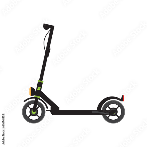 Electric Scooter side view. Flat and solid color vector illustration.