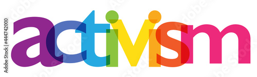 ACTIVISM rainbow gradient vector typography banner on white background