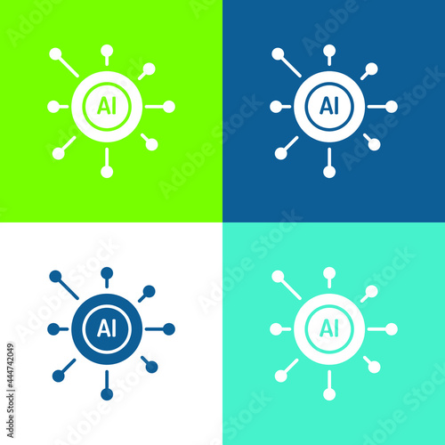 Artificial Intelligence Flat four color minimal icon set