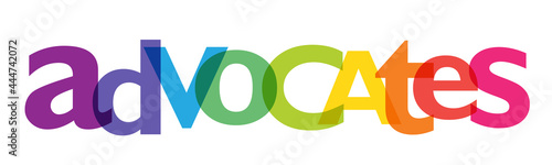 ADVOCATES rainbow gradient vector typography banner on white background