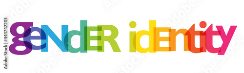 GENDER IDENTITY rainbow gradient vector typography banner on white background