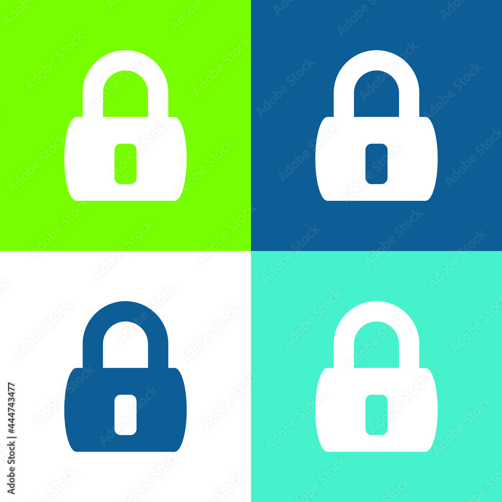 Blocked Padlock Flat four color minimal icon set Blocked Padlock Flat four color minimal icon set