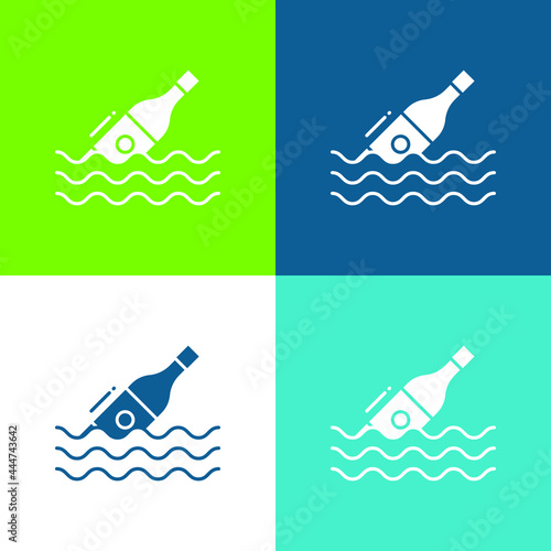 Bottle Flat four color minimal icon set