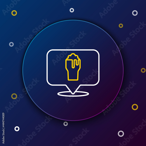 Line Alcohol or beer bar location icon isolated on blue background. Symbol of drinking, pub, club, bar. Colorful outline concept. Vector