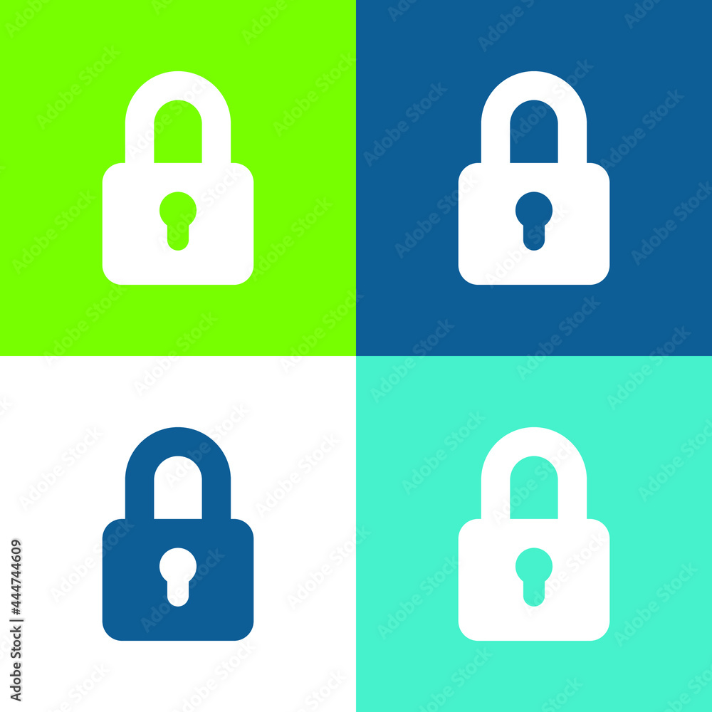 Big Lock Flat four color minimal icon set Big Lock Flat four color minimal icon set