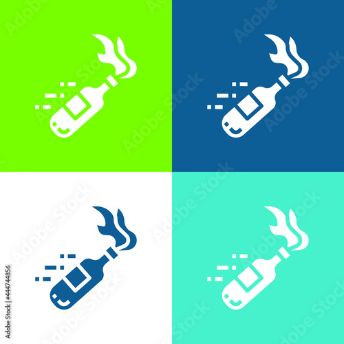 Bottle Flat four color minimal icon set