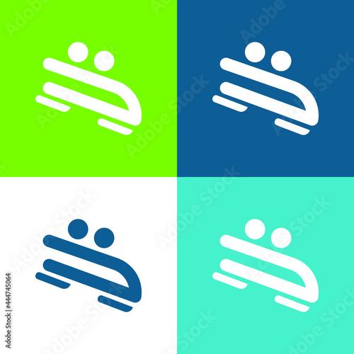 Bobsled Flat four color minimal icon set