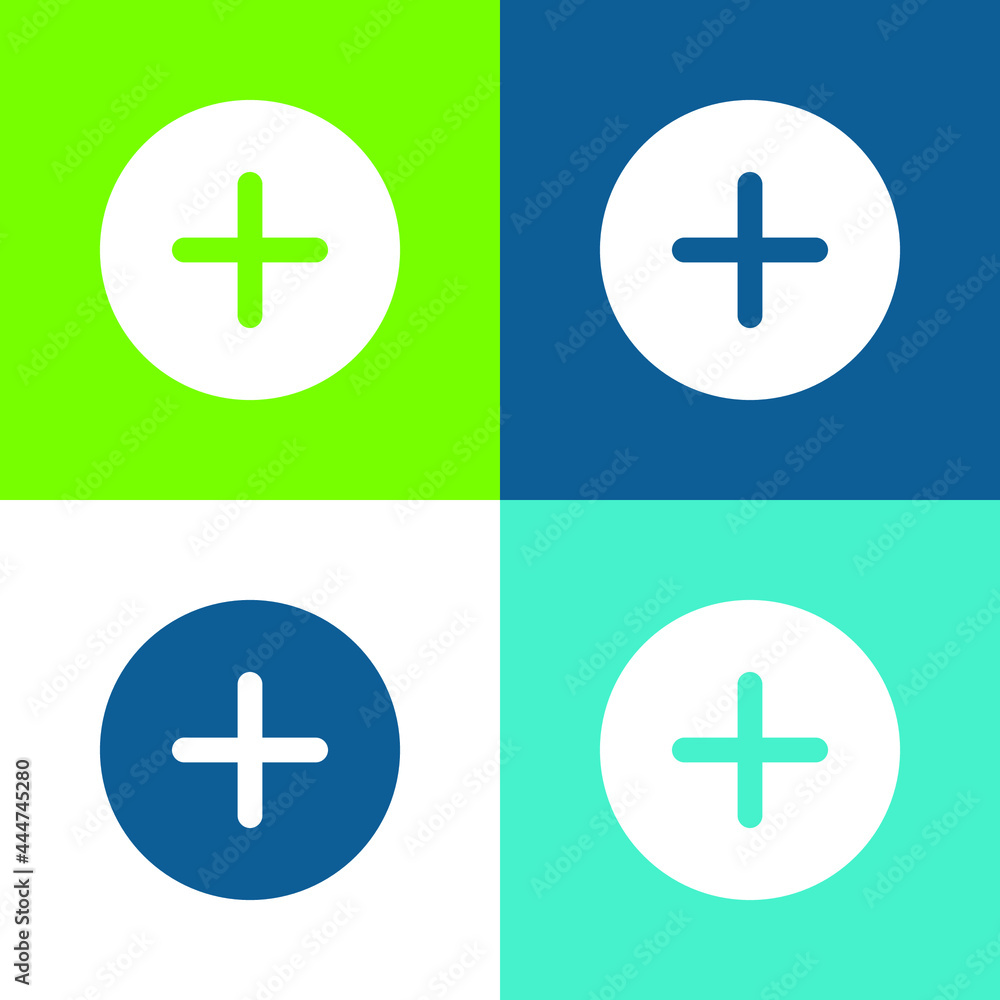 Obraz premium Add Flat four color minimal icon set