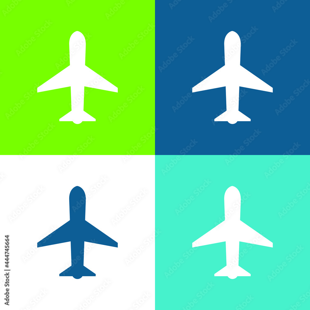Basic Plane Flat four color minimal icon set Basic Plane Flat four color minimal icon set