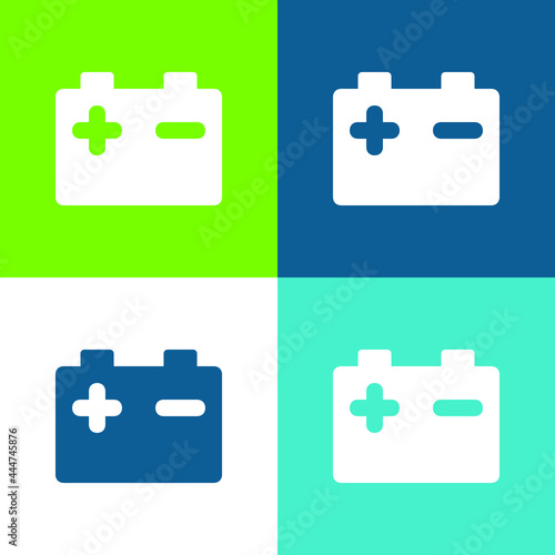 Battery Flat four color minimal icon set