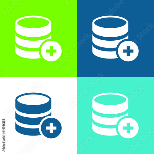 Add Database Button For Interface Flat four color minimal icon set