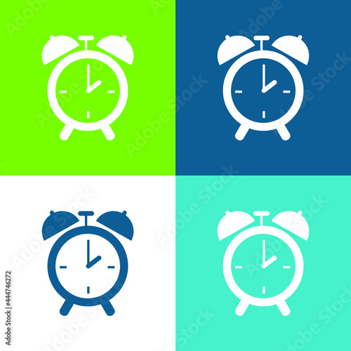 Bedroom Circular Alarm Clock Tool Flat four color minimal icon set