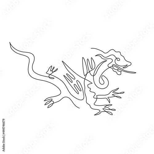 The dragon is drawn with one line. Symbol of the year. Eastern horoscope.