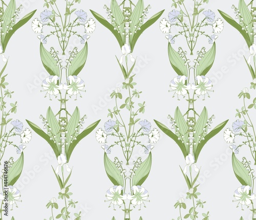 Floral ornament of Art Nouveau. Seamless vector pattern.
