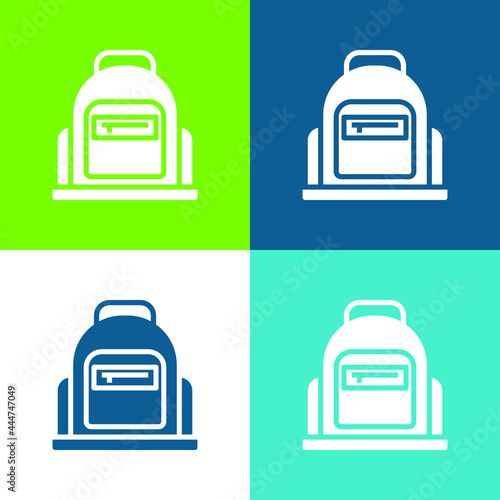 Bag Flat four color minimal icon set