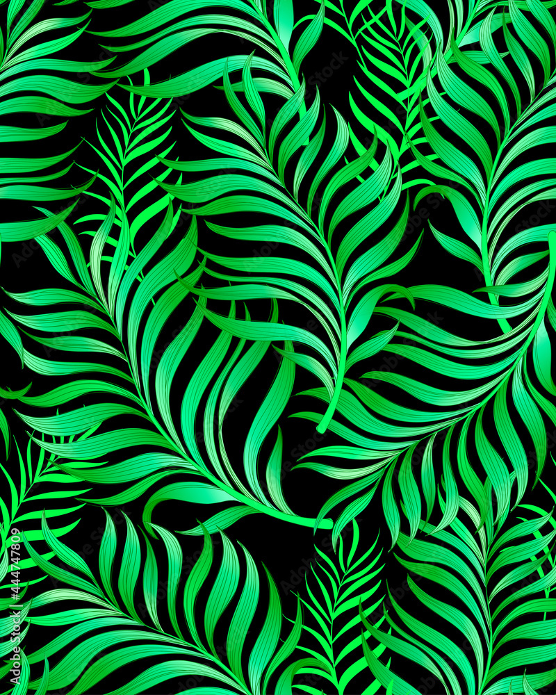 Tropical palm print. Vector seamless pattern. Jungle summer background.