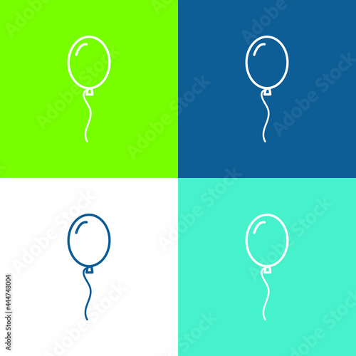 Balloon Flat four color minimal icon set
