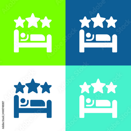 Bed Flat four color minimal icon set