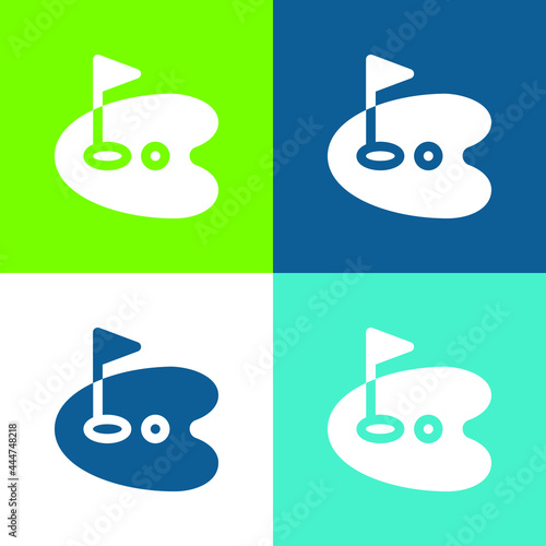 Birdie Flat four color minimal icon set