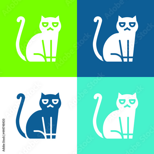 Black Cat Flat four color minimal icon set