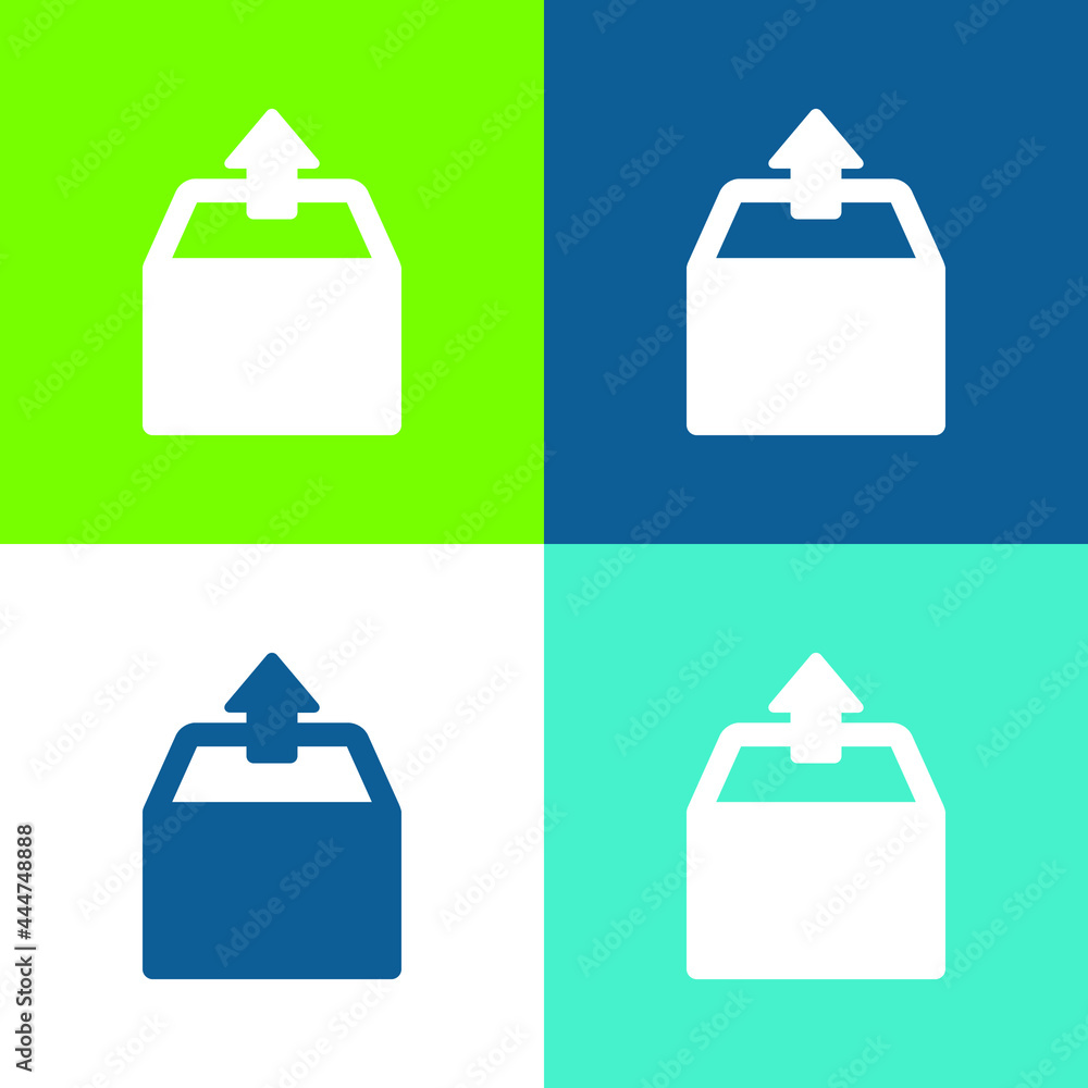 Box Flat four color minimal icon set Box Flat four color minimal icon set