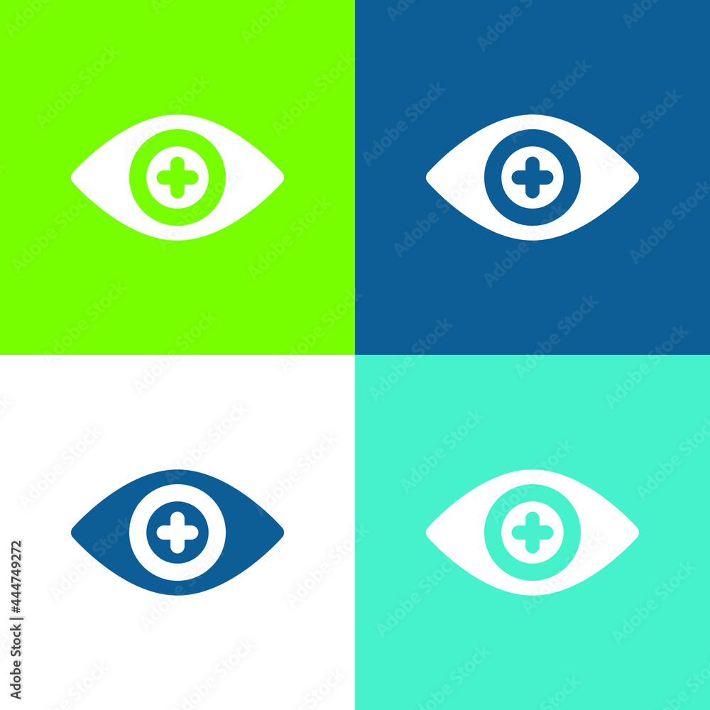 Bionic Contact Lens Flat four color minimal icon set Bionic Contact Lens Flat four color minimal icon set