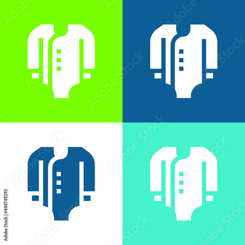 Bodysuit Flat four color minimal icon set