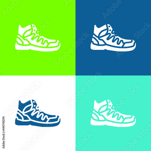Boots Flat four color minimal icon set
