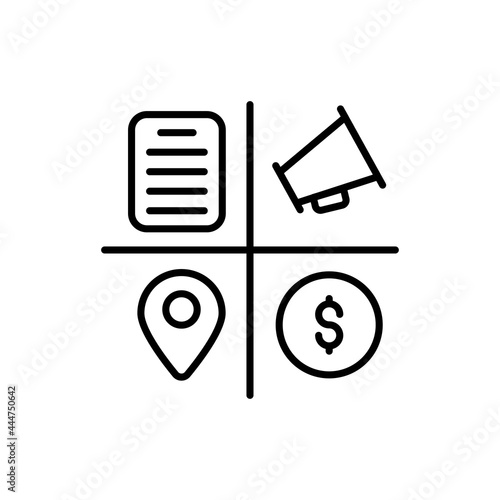 Marketing Mix vector outline icon. EPS 10 file marketing and advertising symbol