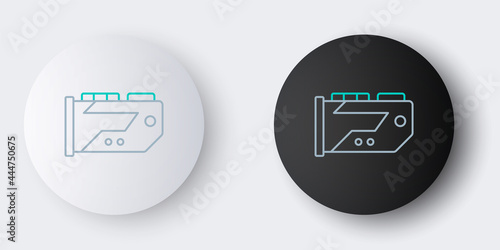 Line Video graphic card icon isolated on grey background. Colorful outline concept. Vector
