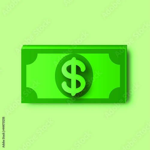 Money dollar cash 3d Icon. Money-saving financial goal concept. Design graphic elements, icons, symbols. Vector Illustrations. 