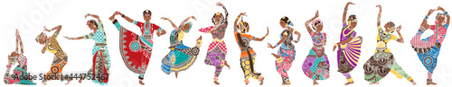 Dancing girls in bright oriental costumes