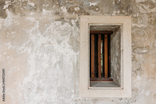 Vintage window on a white wall