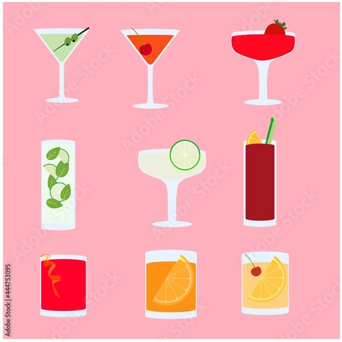 set of cocktails. Fresh drink in summer 