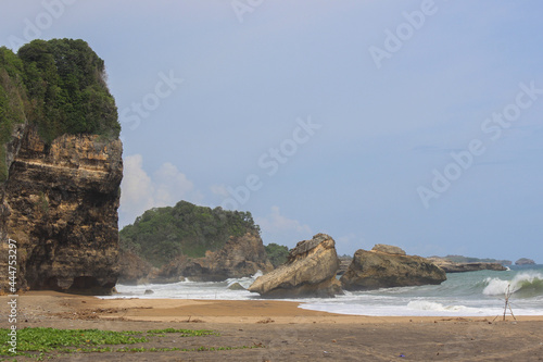 green hill on the beach