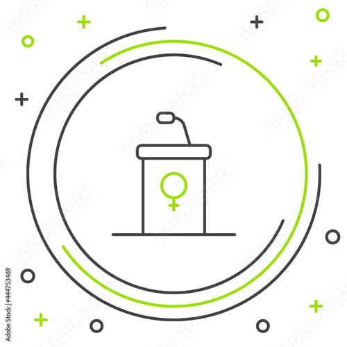 Line Stage stand or debate podium rostrum icon isolated on white background. Conference speech tribune. Colorful outline concept. Vector