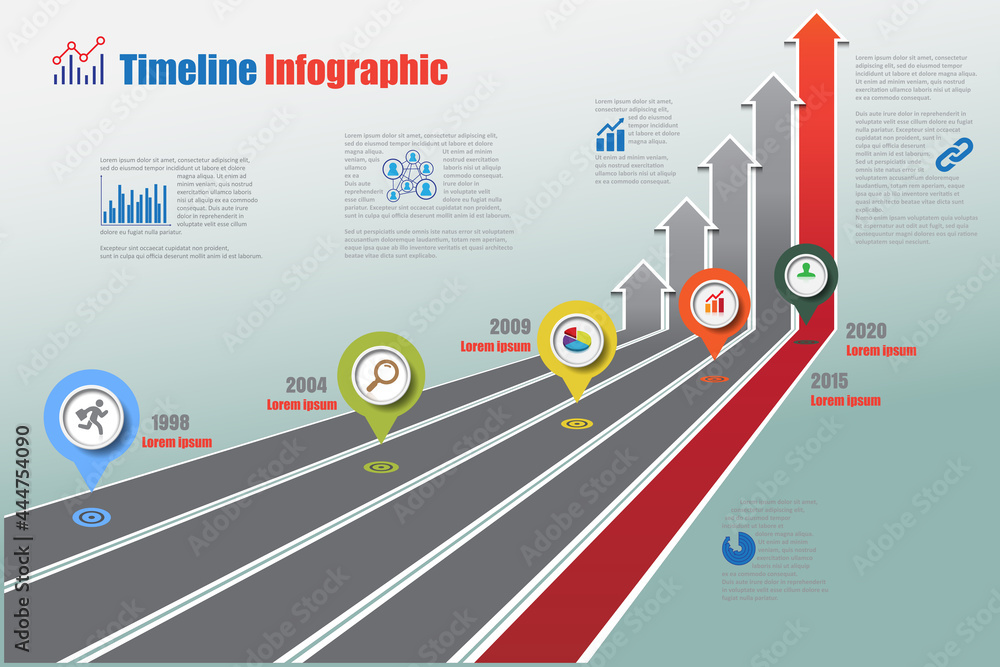 Business roadmap timeline infographic growing charts design for ...