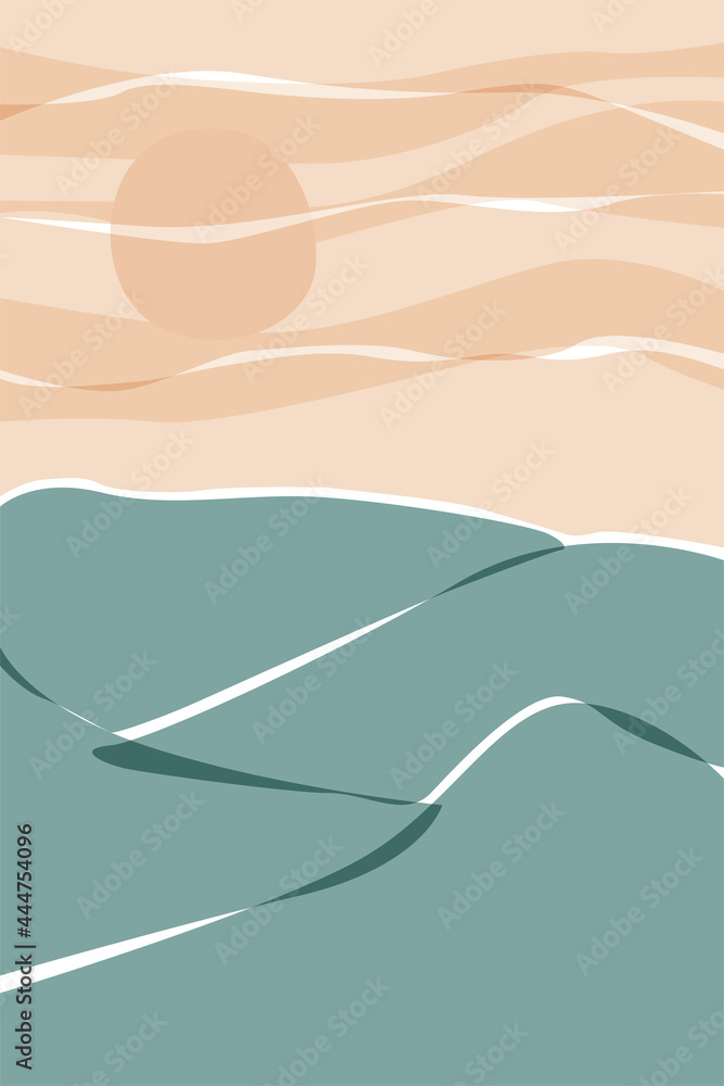Fototapeta premium Minimalist Boho Landscape Poster Template