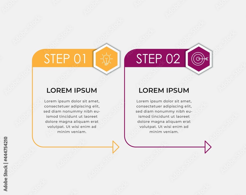 Vector Infographic design illustration business template with icons and 2 options or steps. Can be used for process diagram, presentations, workflow layout, banner, flow chart, info graph
