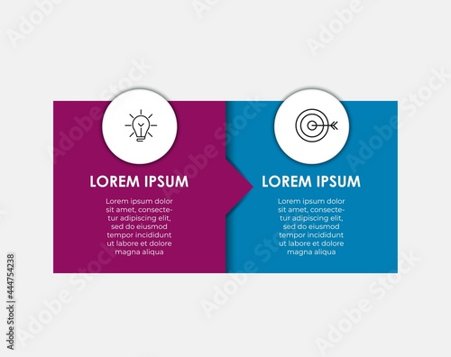Vector Infographic design illustration business template with icons and 2 options or steps. Can be used for process diagram  presentations  workflow layout  banner  flow chart  info graph