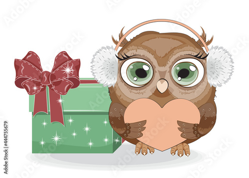 haooy neq year owl with gift photo