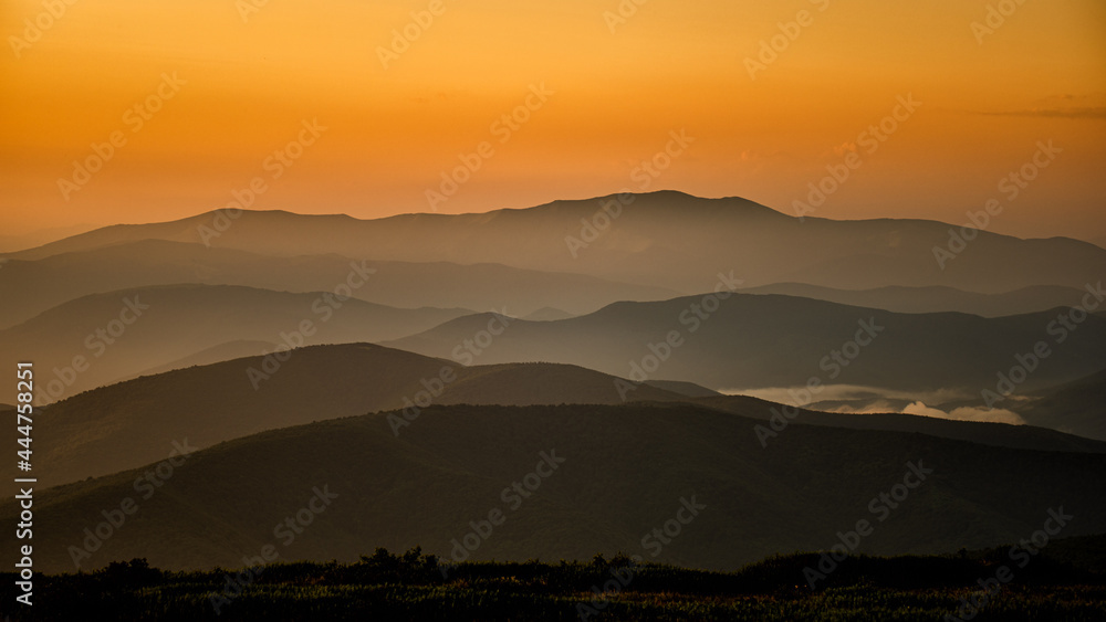 Sunrise from the Polonina Runa (Rivna). The Carpathian Mts. Ukraine. Sunrise from the Polonina Runa (Rivna). The Carpathian Mts. Ukraine.