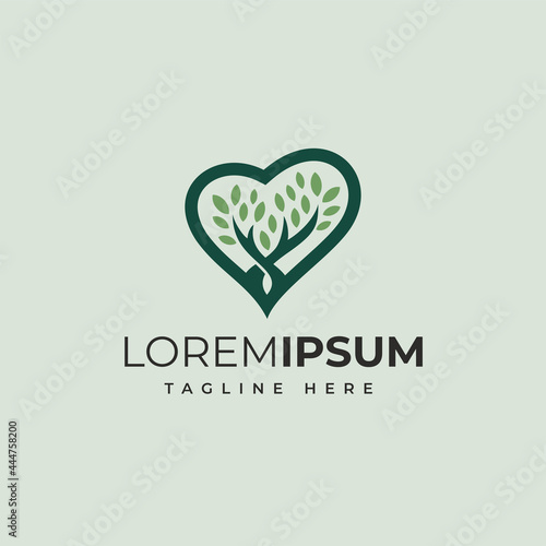 Tree logo concept with love vector