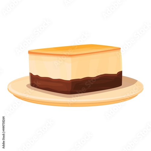 Chocolate cheesecake icon cartoon vector. Tiramisu cake. Cream dessert