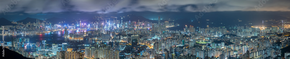 Night scenery of panorama of Hong Kong city