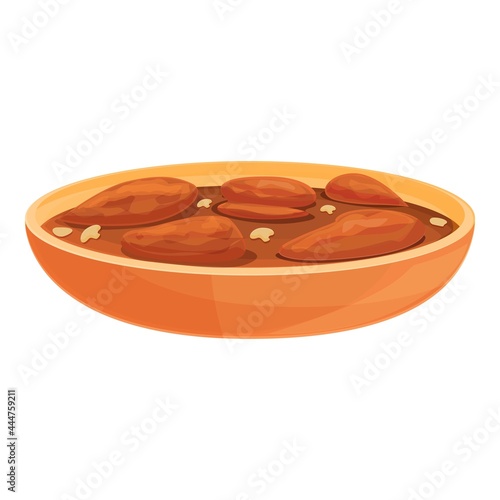 Meat soup icon cartoon vector. Hot food soup. Meat dish bowl