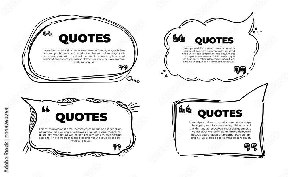 Scribbled comic speech bubbles with hand drawn style, Copy space for quote. Typography design quote chat bubble background. Remark quote text box poster template concept with yellow colour