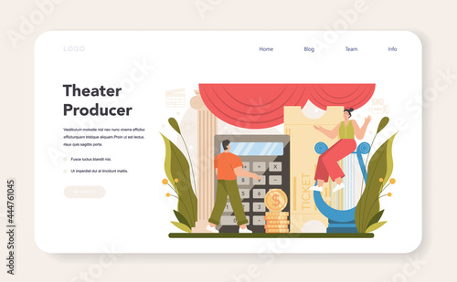 Producer web banner or landing page. Theater production, entertainment industry