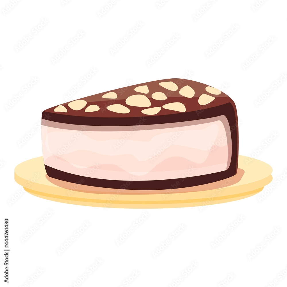 Chocolate cake icon cartoon vector. Cream piece. Slice chocolate pie Chocolate cake icon cartoon vector. Cream piece. Slice chocolate pie